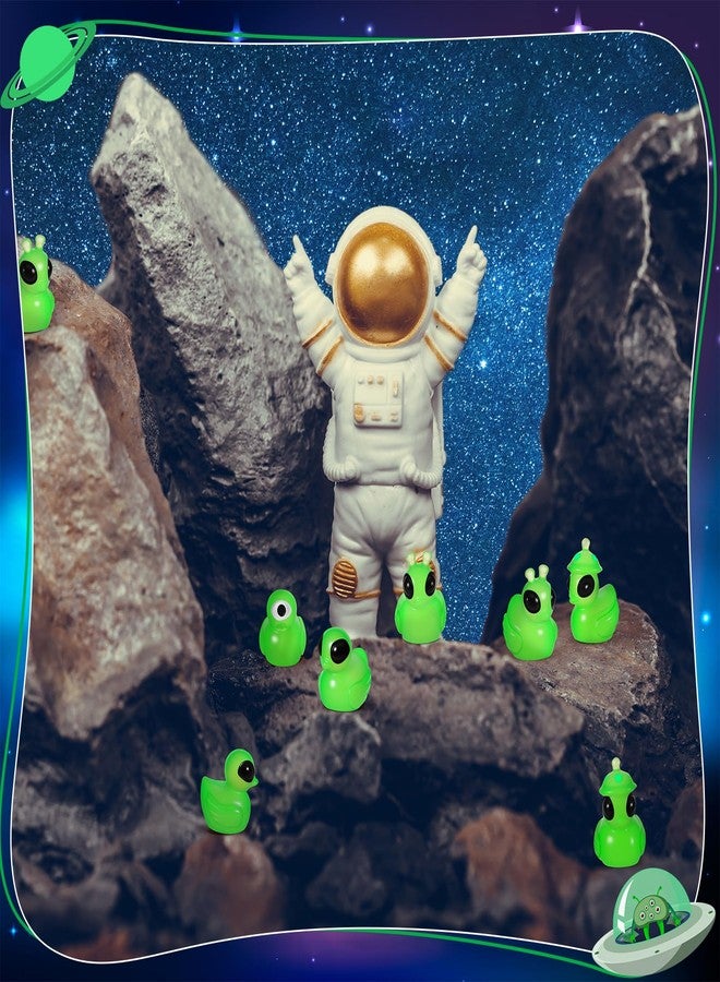 GGSTDDUP 60 Pcs Mini Alien Duck 4 Styles Green Resin Ducks Glow in The Dark Mini Alien Figures Miniature Figurines Tiny Aliens Ducks for Garden Landscape Space Party Favors Patio Yard Lawn Dashboard - Image 4